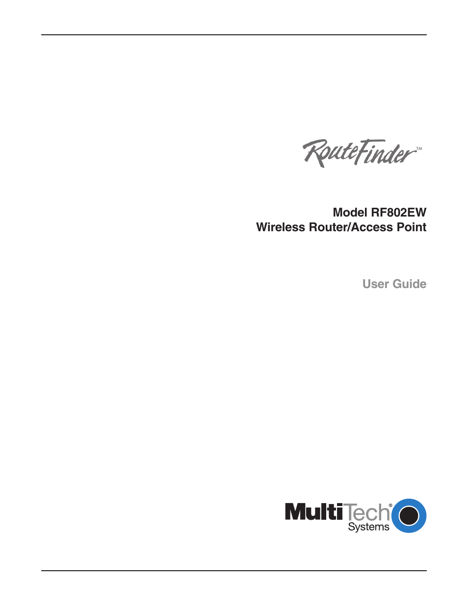 Multi-Tech Systems RF802EW User Manual | 118 pages