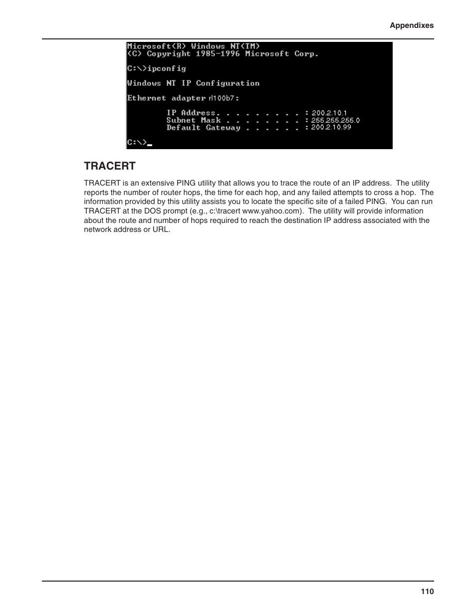 Tracert | Multi-Tech Systems RF802EW User Manual | Page 110 / 118