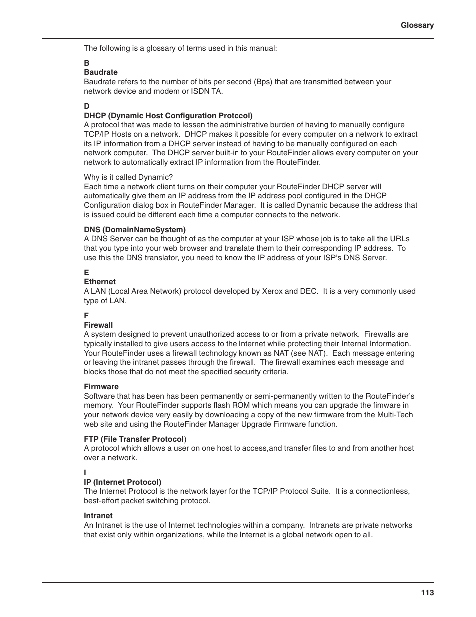 Multi-Tech Systems RF802EW User Manual | Page 113 / 118