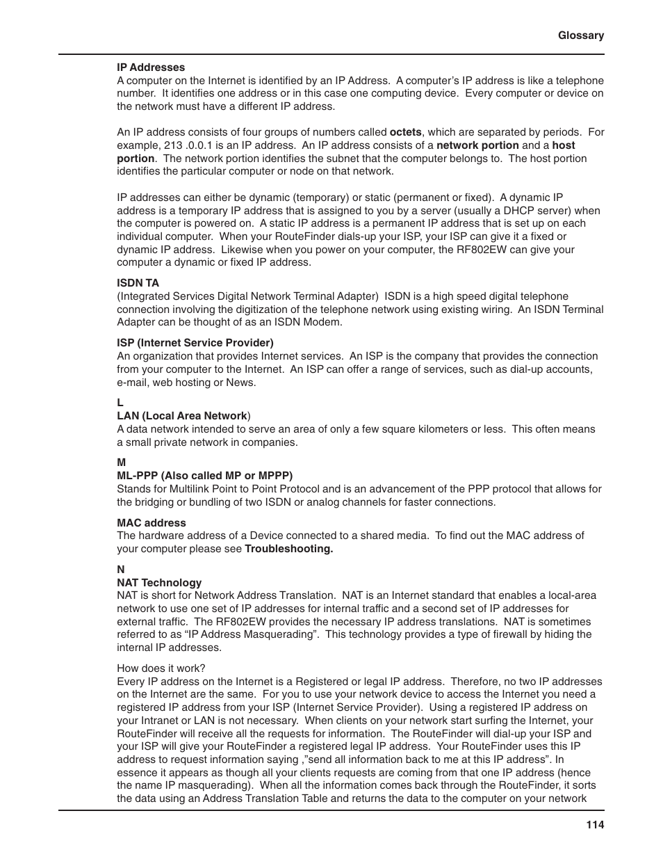 Multi-Tech Systems RF802EW User Manual | Page 114 / 118