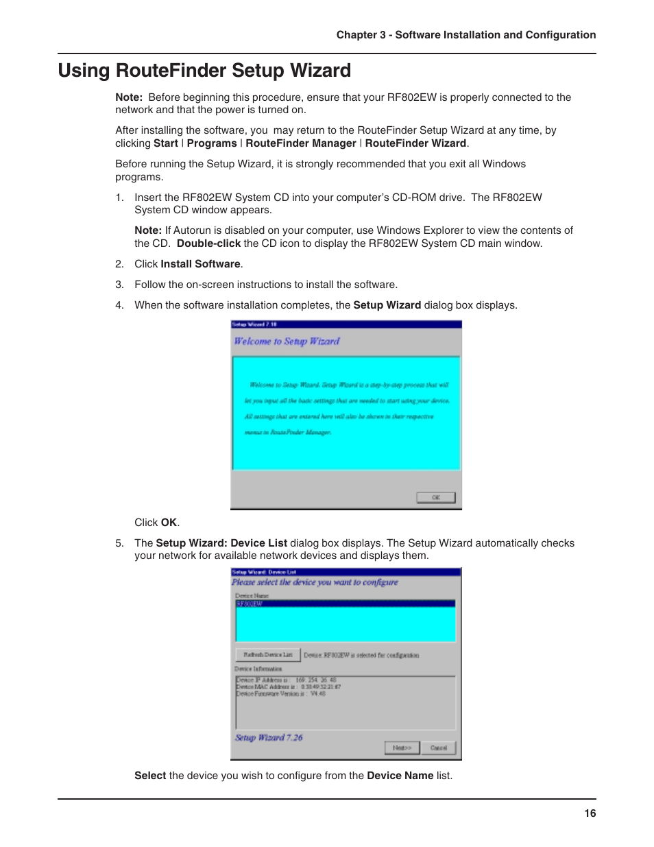 Using routefinder setup wizard | Multi-Tech Systems RF802EW User Manual | Page 16 / 118
