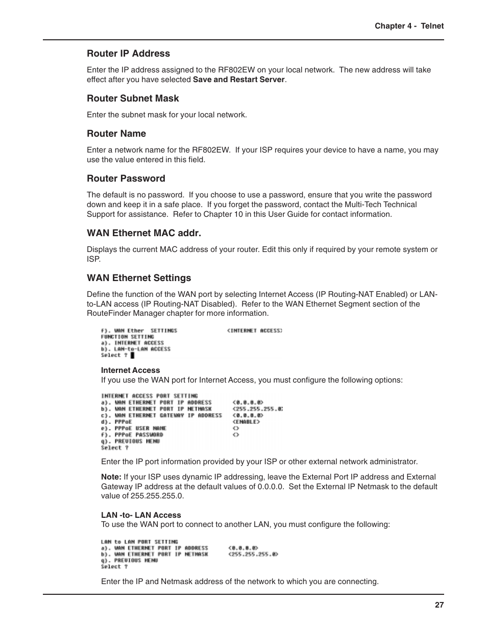 Multi-Tech Systems RF802EW User Manual | Page 27 / 118