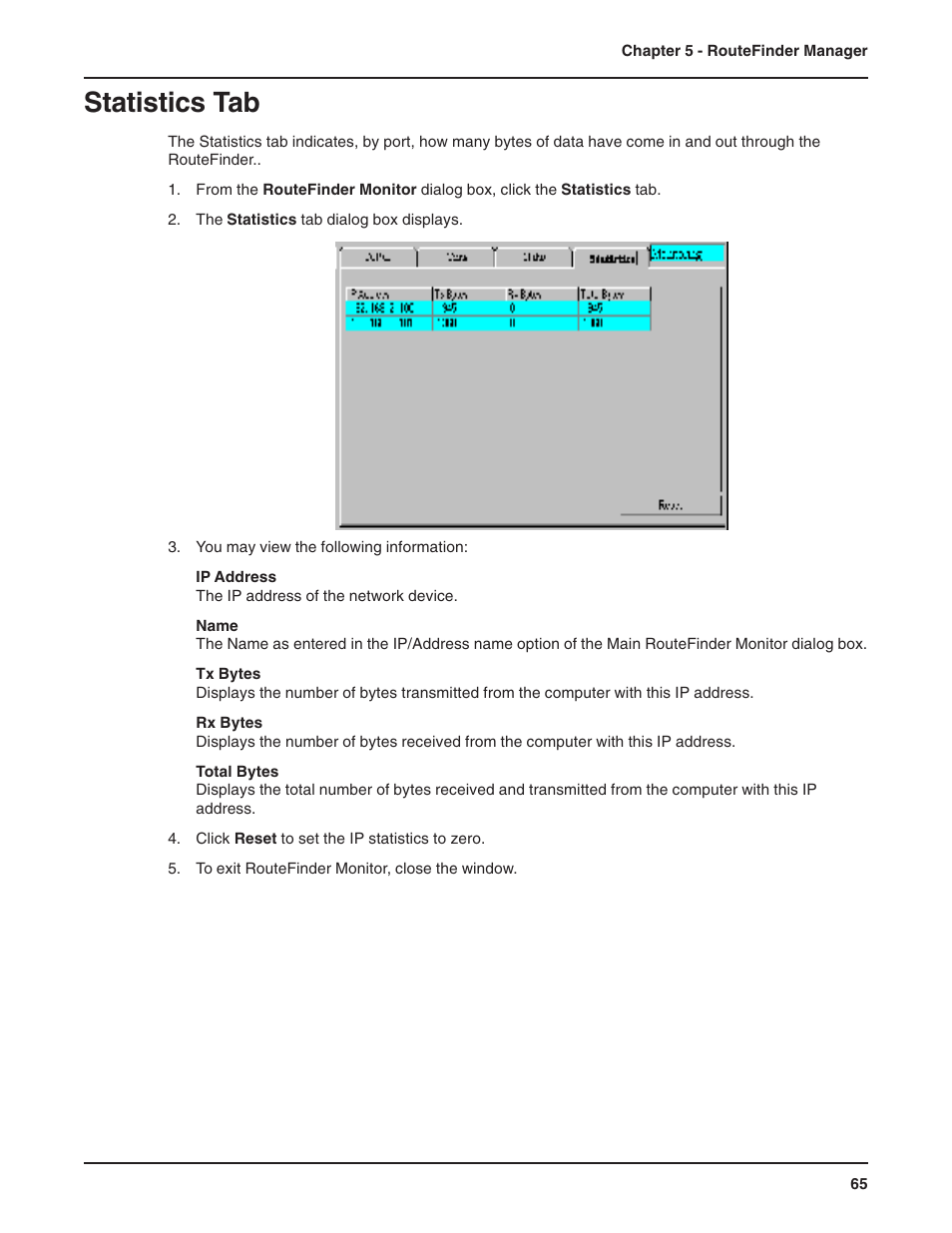 Statistics tab | Multi-Tech Systems RF802EW User Manual | Page 65 / 118