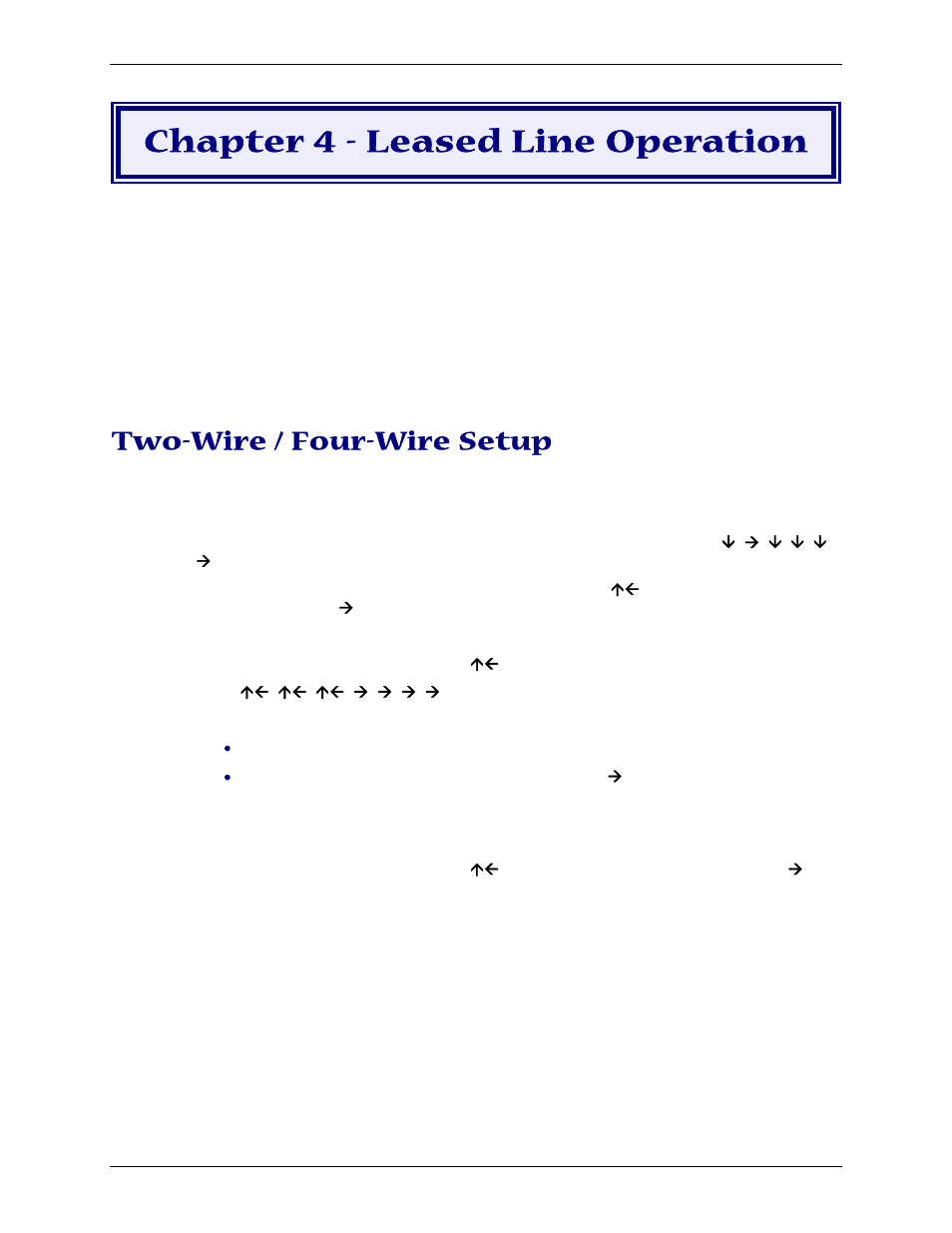 Chapter 4 - leased line operation, Two-wire / four-wire setup | Multi-Tech Systems PN S000408C User Manual | Page 29 / 56