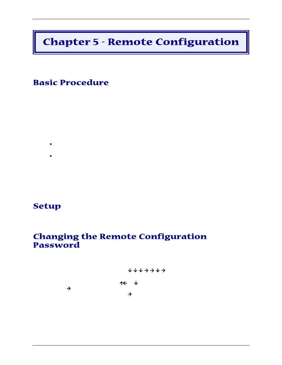Chapter 5 - remote configuration, Basic procedure, Setup | Changing the remote configuration password | Multi-Tech Systems PN S000408C User Manual | Page 32 / 56