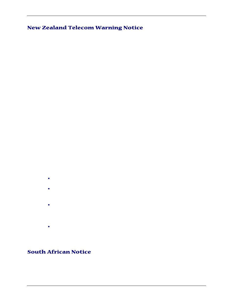New zealand telecom warning notice, South african notice | Multi-Tech Systems PN S000408C User Manual | Page 45 / 56