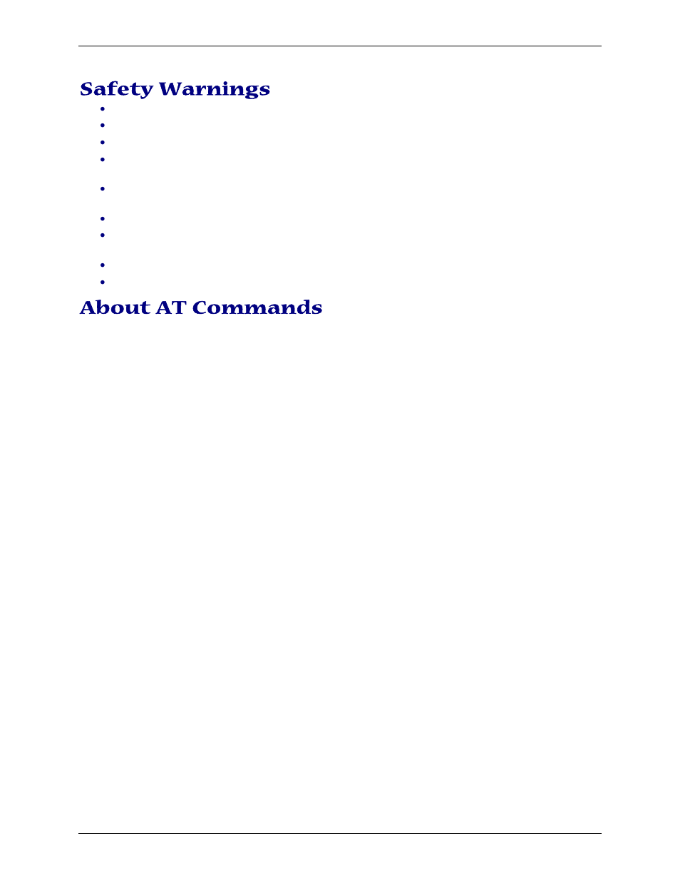 Safety warnings, About at commands | Multi-Tech Systems PN S000408C User Manual | Page 5 / 56