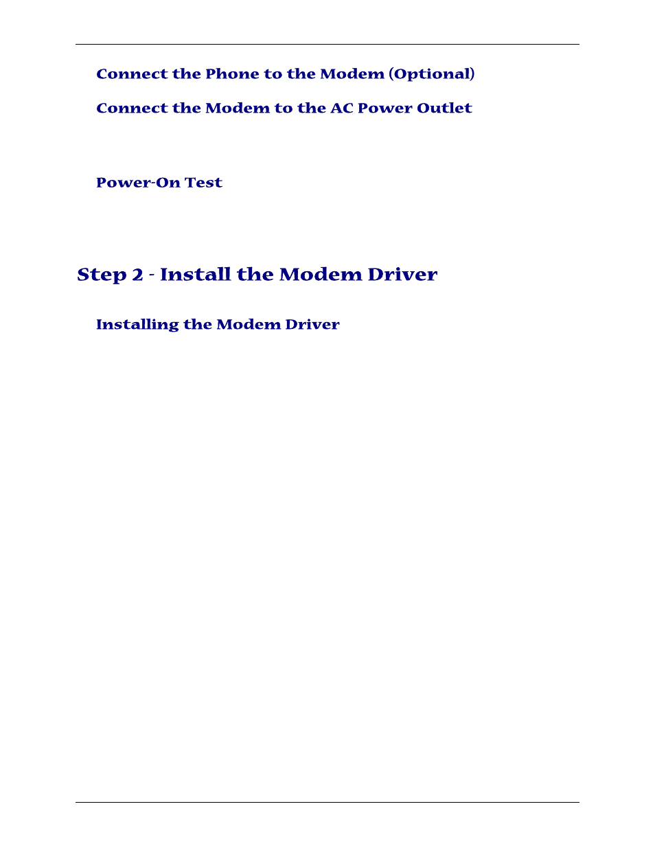 Step 2 - install the modem driver, Connect the phone to the modem (optional), Connect the modem to the ac power outlet | Power-on test, Installing the modem driver | Multi-Tech Systems PN S000408C User Manual | Page 9 / 56