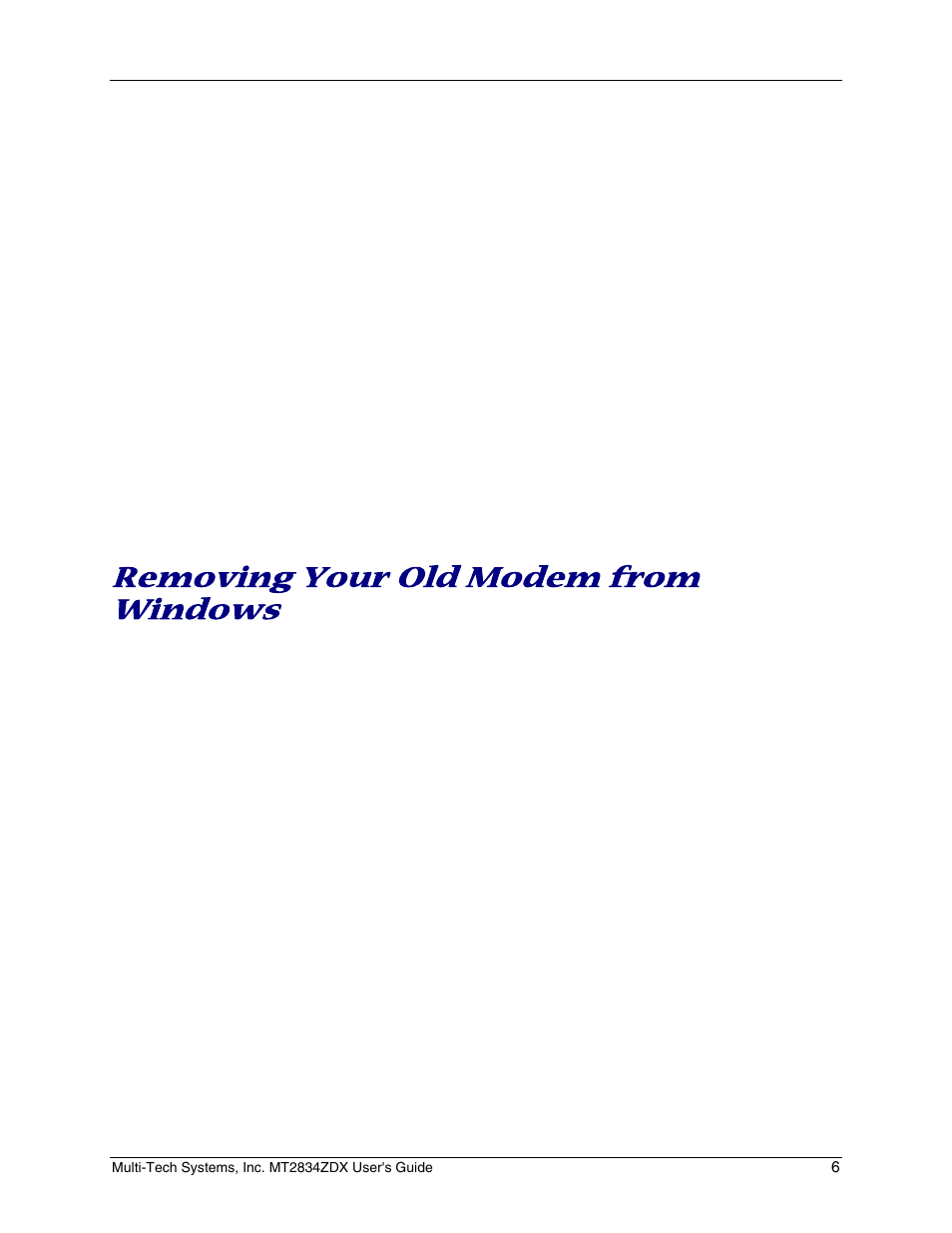 Removing your old modem from windows | Multi-Tech Systems MT2834ZDX User Manual | Page 6 / 34