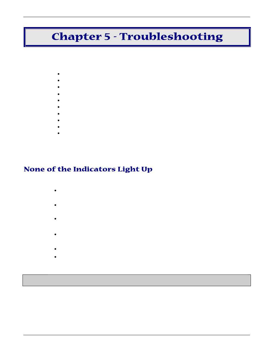 Chapter 5 - troubleshooting, None of the indicators light up | Multi-Tech Systems MT5656ZDX User Manual | Page 17 / 28