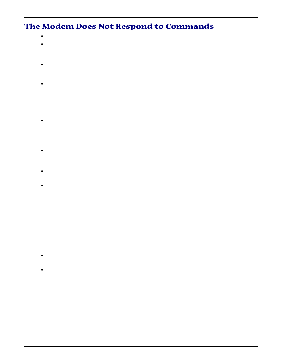 The modem does not respond to commands | Multi-Tech Systems MT5656ZDX User Manual | Page 18 / 28