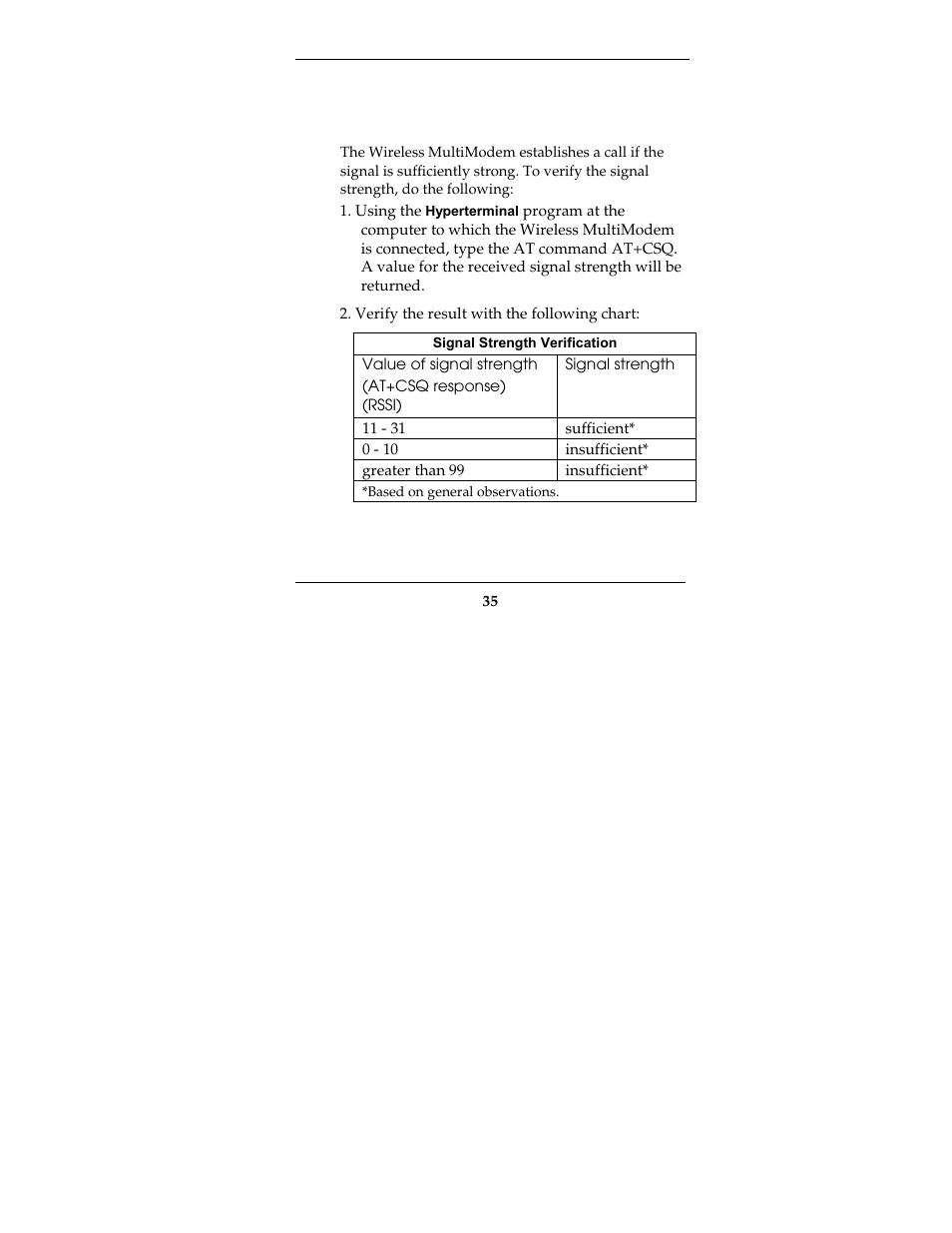 Gnal strength | Multi-Tech Systems MTCBA-G-F2 User Manual | Page 35 / 61