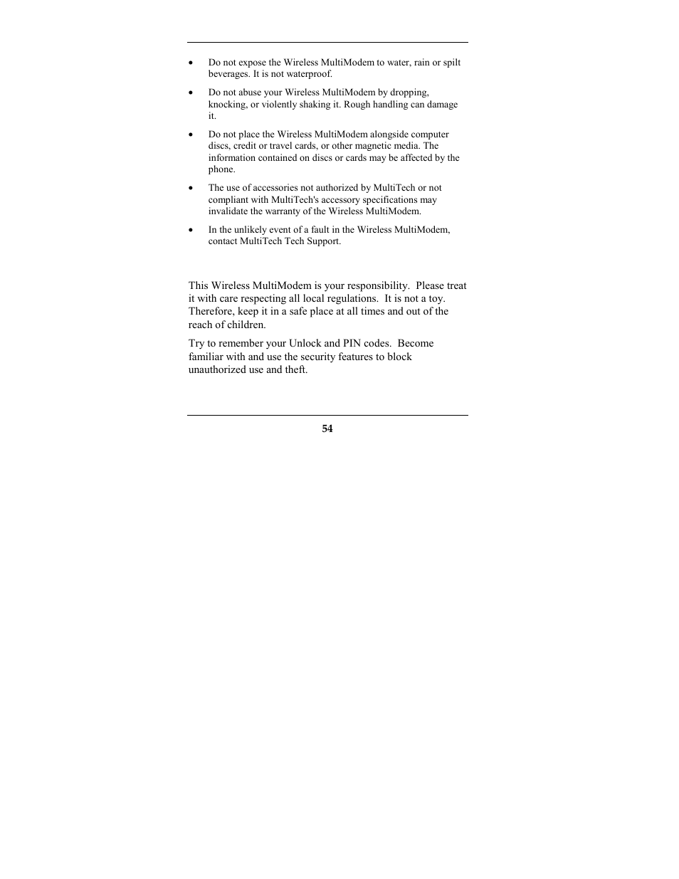 Ponsibility, Your responsibility | Multi-Tech Systems MTCBA-G-F2 User Manual | Page 54 / 61