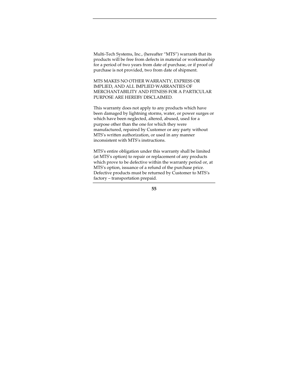 Warranty & repairs policies, Epairs, Olicies | Multi-Tech Systems MTCBA-G-F2 User Manual | Page 55 / 61