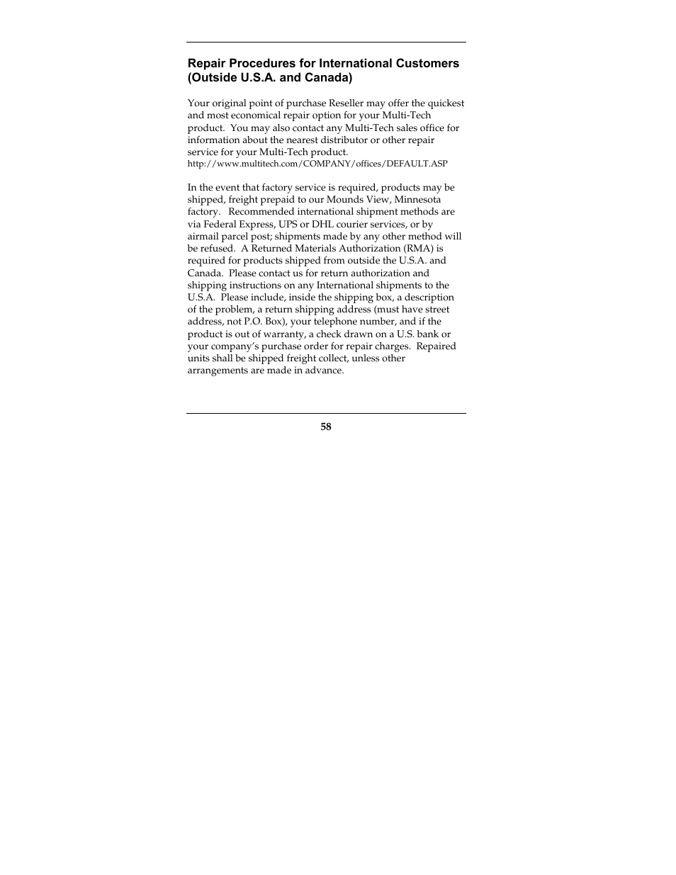 S.a. and canada) | Multi-Tech Systems MTCBA-G-F2 User Manual | Page 58 / 61
