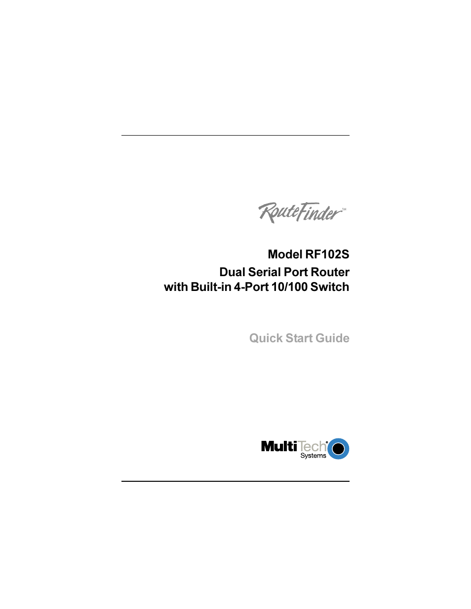 Multi-Tech Systems RF102S User Manual | 26 pages