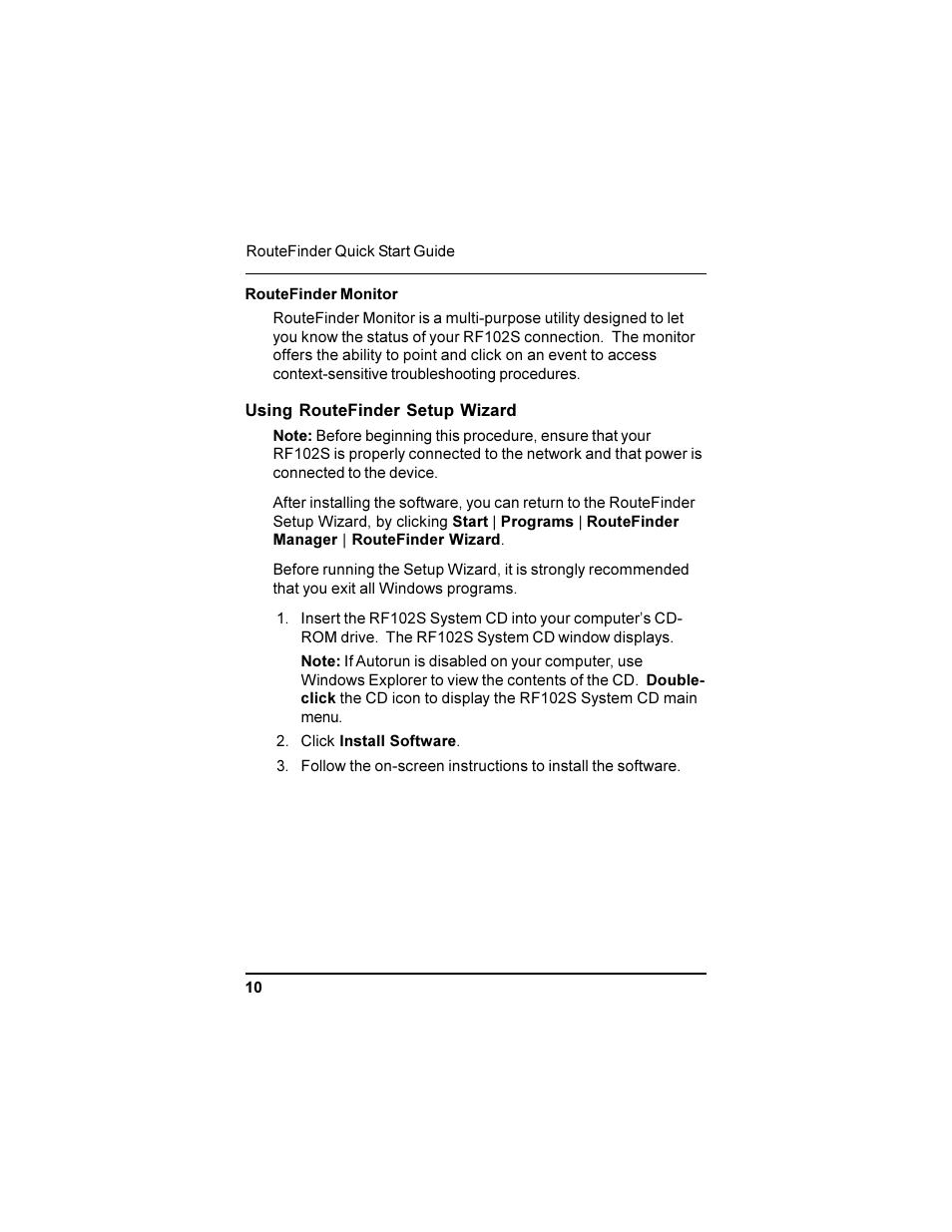 Using routefinder setup wizard | Multi-Tech Systems RF102S User Manual | Page 10 / 26