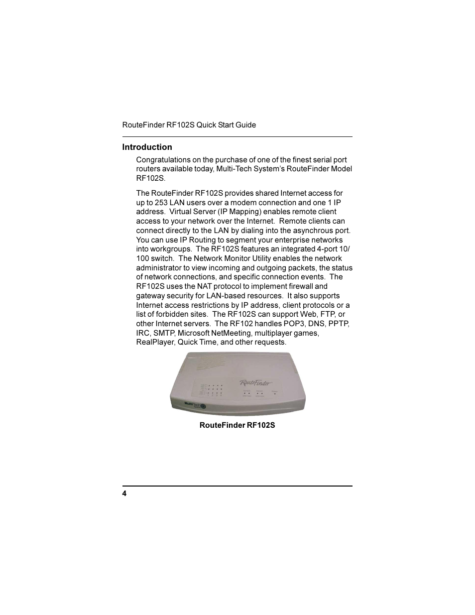 Introduction, Testing your connection | Multi-Tech Systems RF102S User Manual | Page 4 / 26
