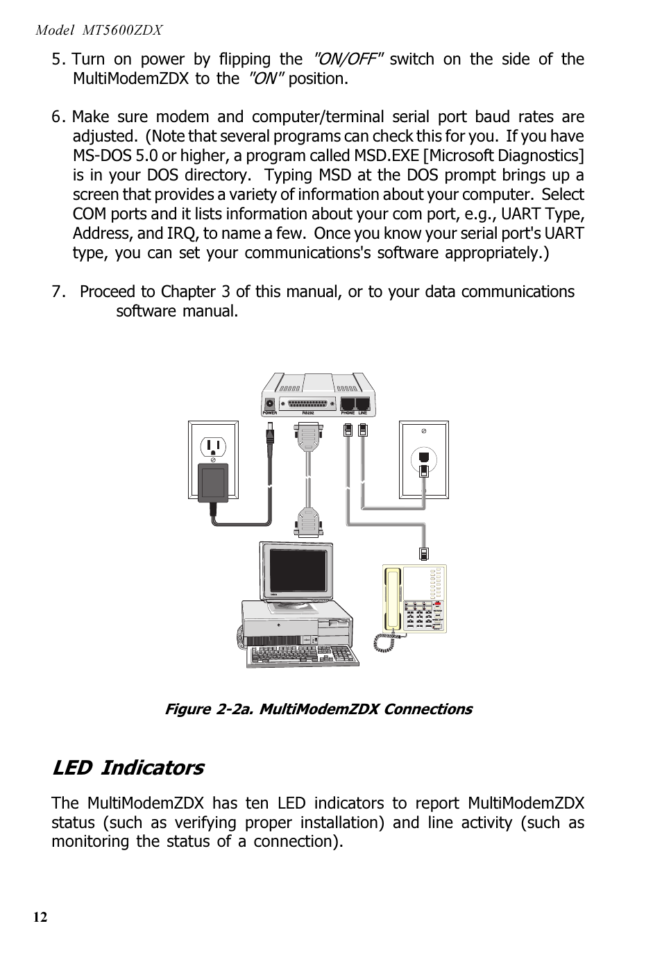 Led indicators | Multi-Tech Systems MT5600ZDX User Manual | Page 12 / 84