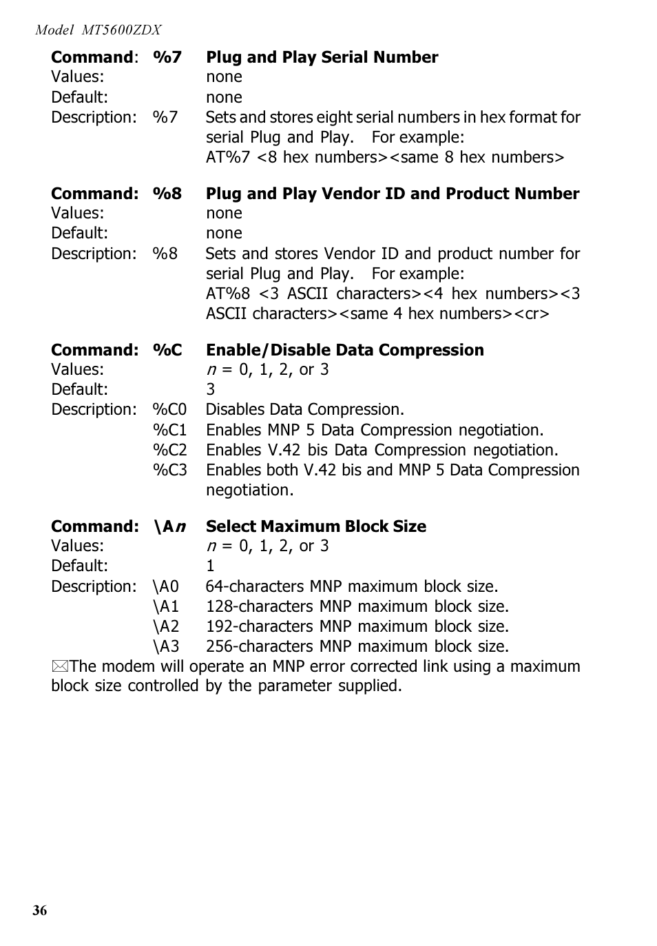 Multi-Tech Systems MT5600ZDX User Manual | Page 36 / 84