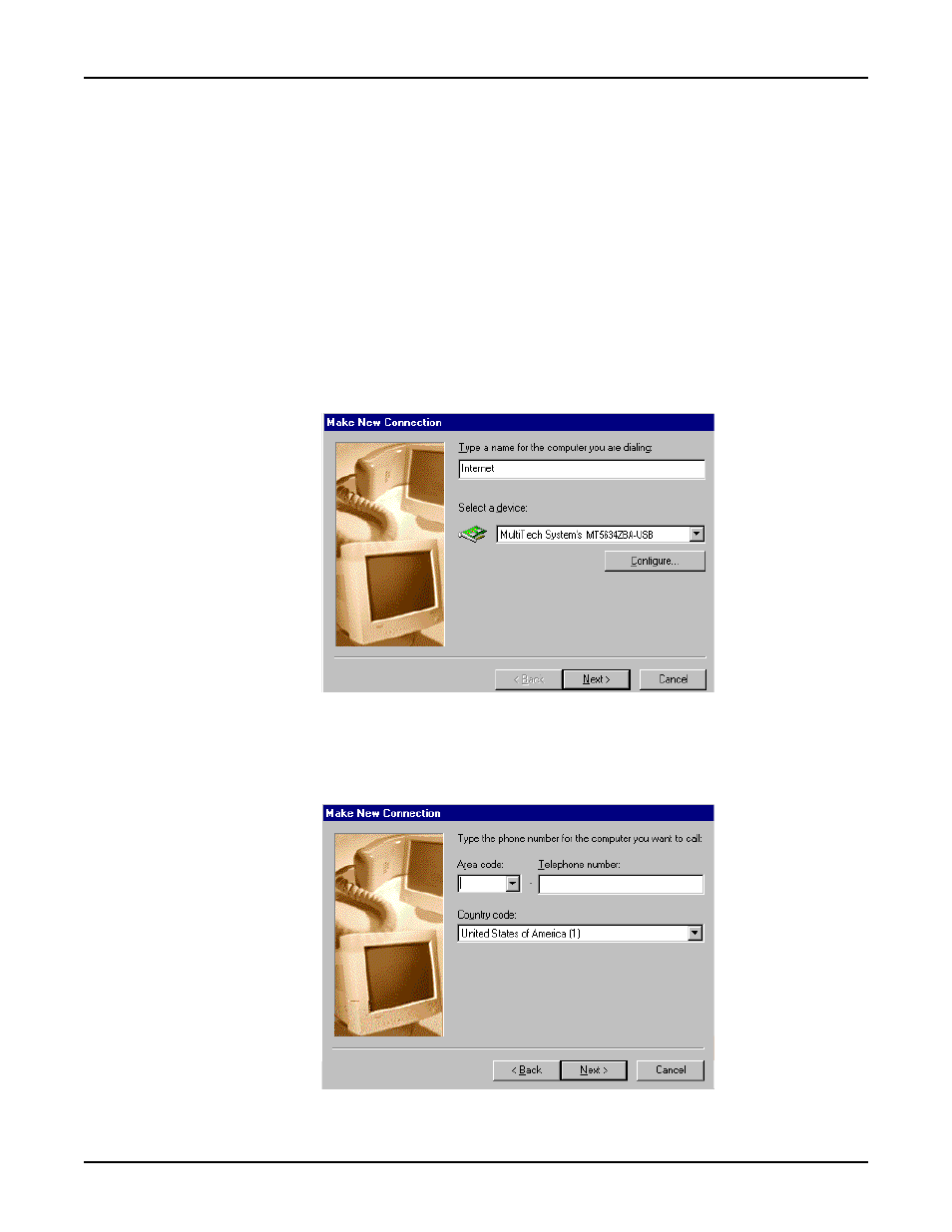 Windows 98/95 dial-up networking | Multi-Tech Systems MultiModem USB MT5634ZBA-USB User Manual | Page 56 / 67