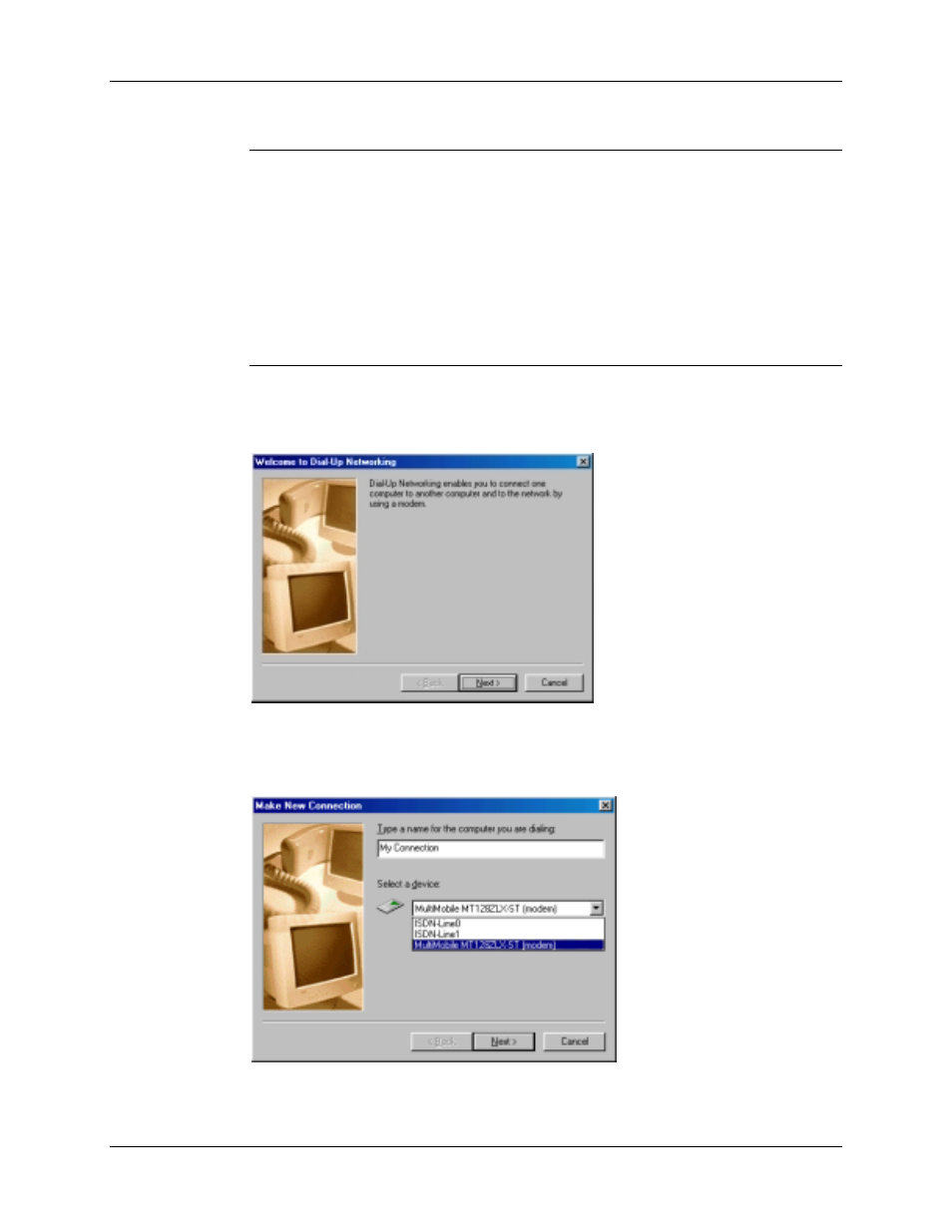 Windows me vcomm: single channel access example | Multi-Tech Systems MT128ZLX-NT User Manual | Page 213 / 257