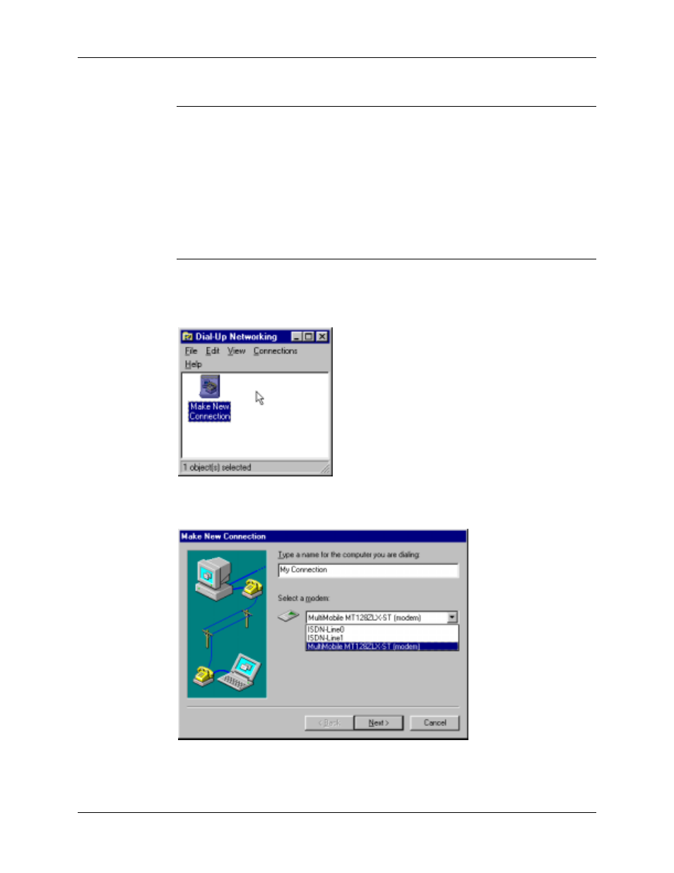 Windows 95 vcomm: single channel access example | Multi-Tech Systems MT128ZLX-NT User Manual | Page 38 / 257