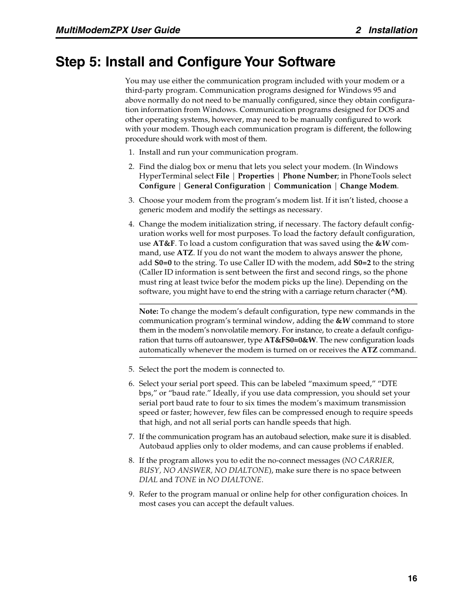 Step 5: install and configure your software | Multi-Tech Systems MT5634ZPX-PCI-V92 User Manual | Page 21 / 85