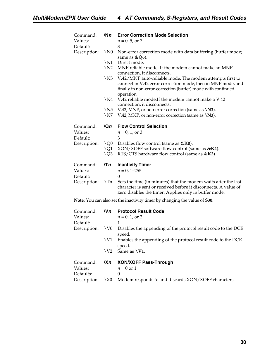 4 at commands, s-registers, and result codes, Multimodemzpx user guide | Multi-Tech Systems MT5634ZPX-PCI-V92 User Manual | Page 35 / 85