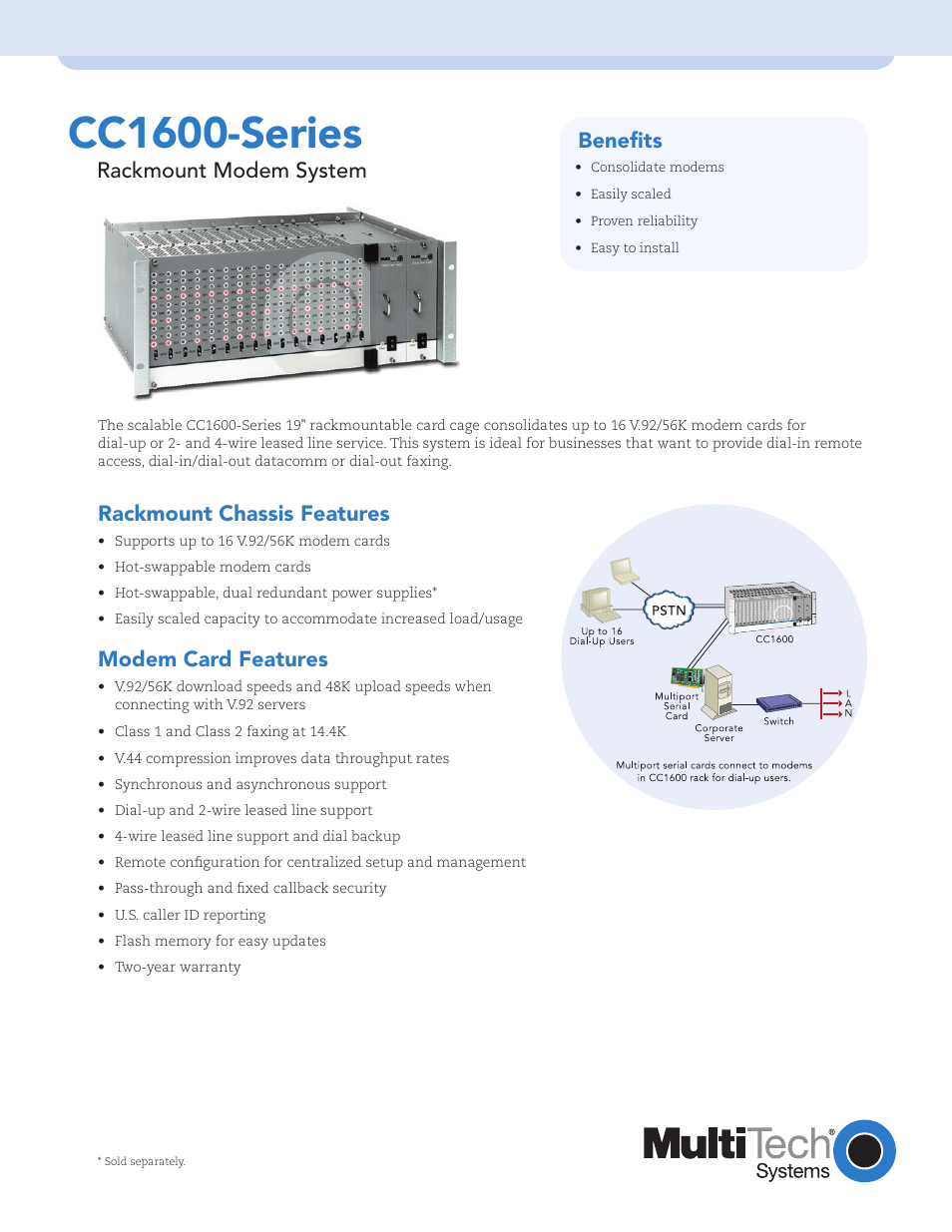 Multi-Tech Systems CC1600-Series User Manual | 2 pages