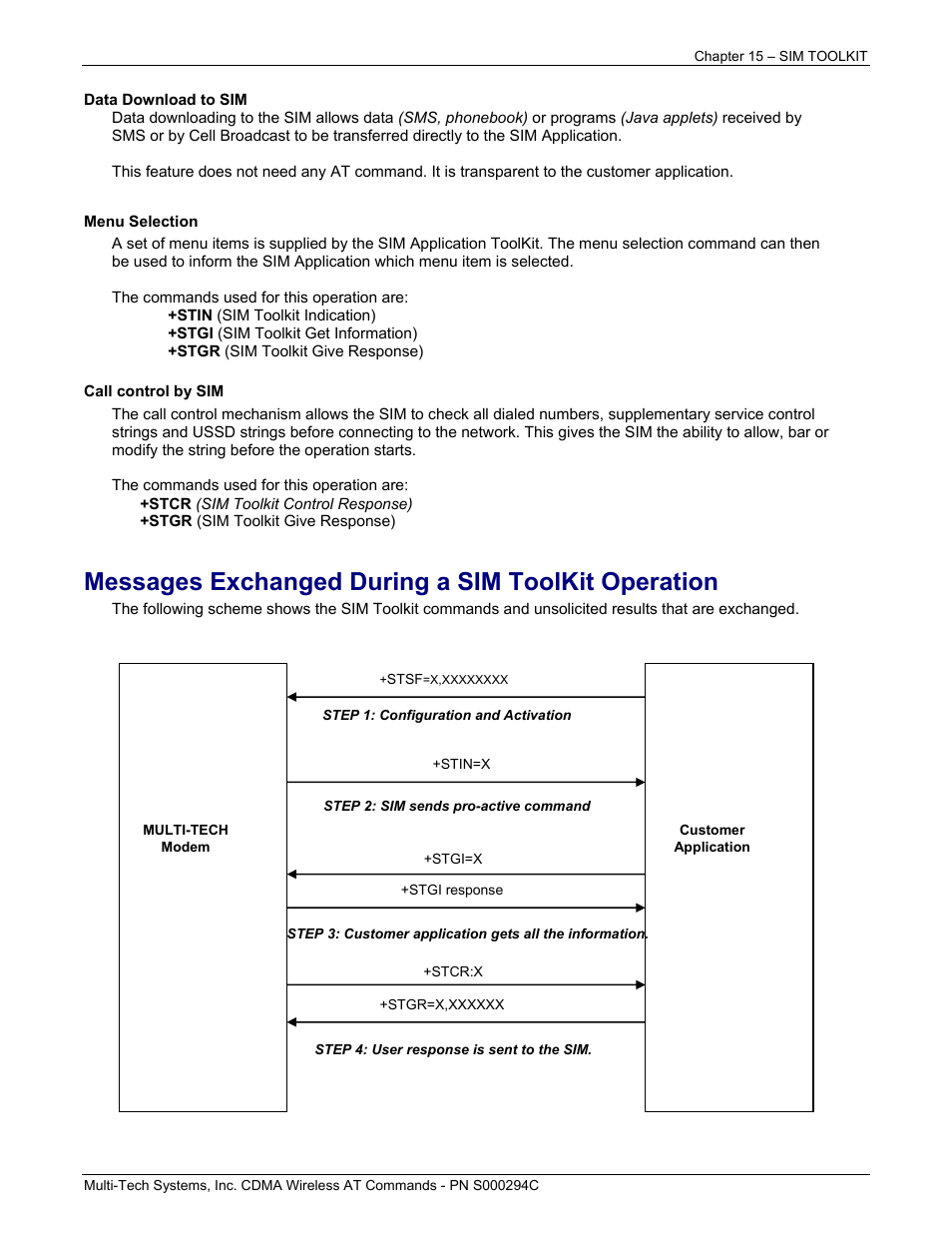 Messages exchanged during a sim toolkit operation | Multi-Tech Systems CDMA Wireless Modem User Manual | Page 112 / 195