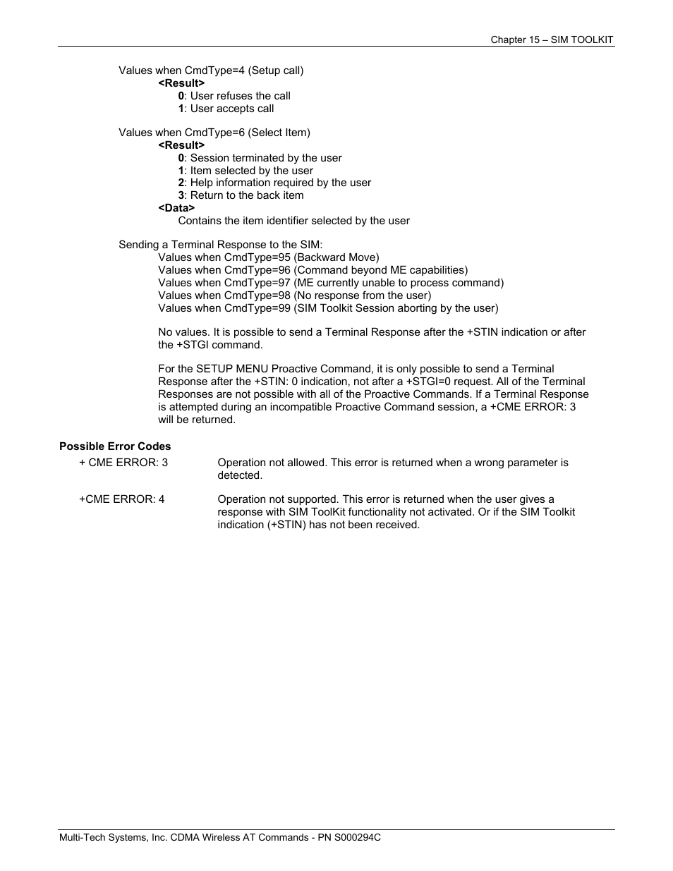 Multi-Tech Systems CDMA Wireless Modem User Manual | Page 122 / 195