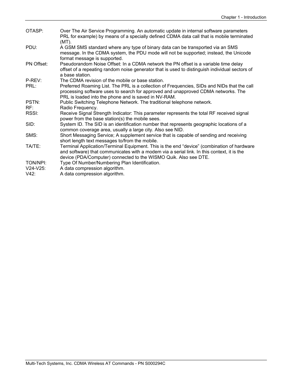 Multi-Tech Systems CDMA Wireless Modem User Manual | Page 13 / 195