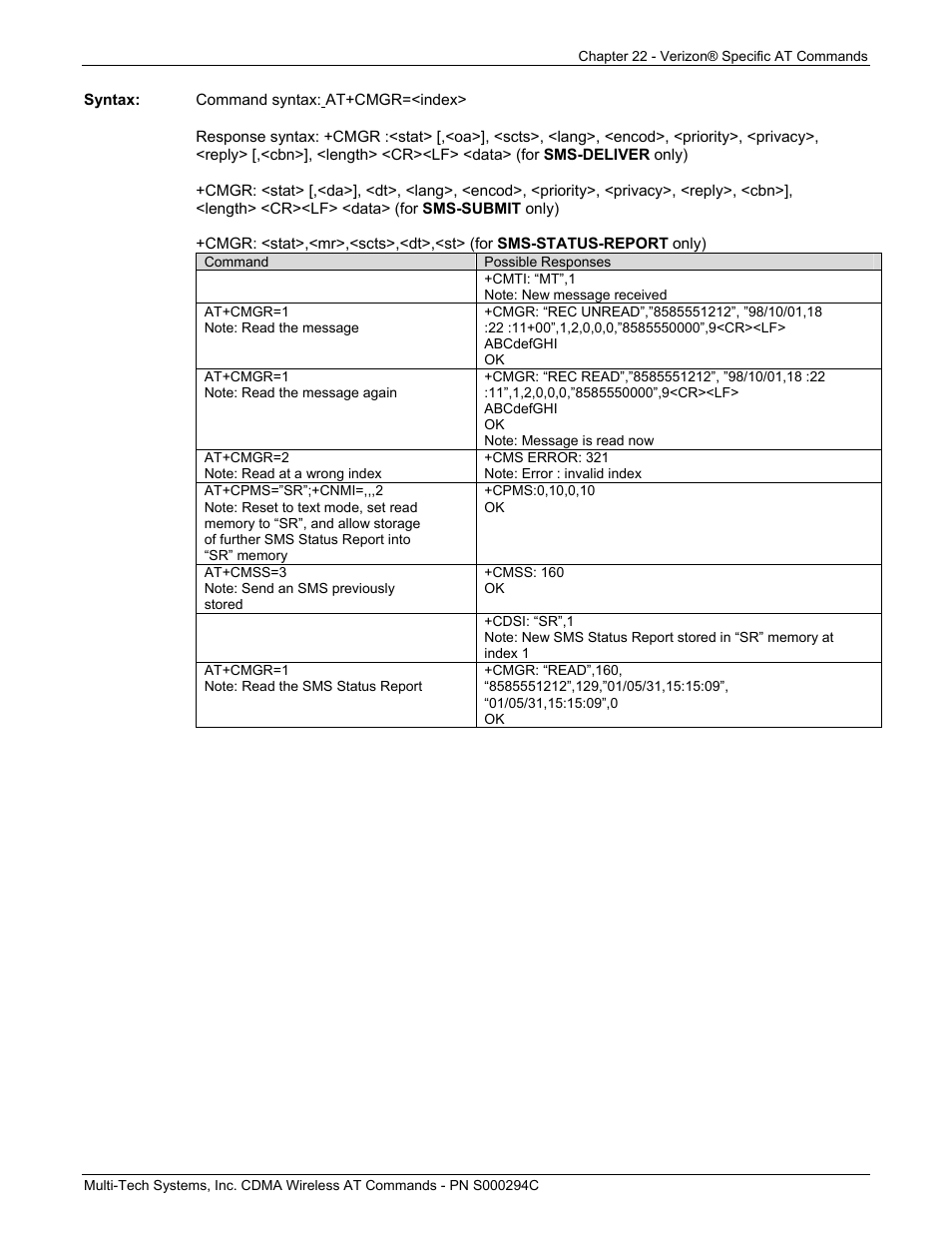 Multi-Tech Systems CDMA Wireless Modem User Manual | Page 179 / 195