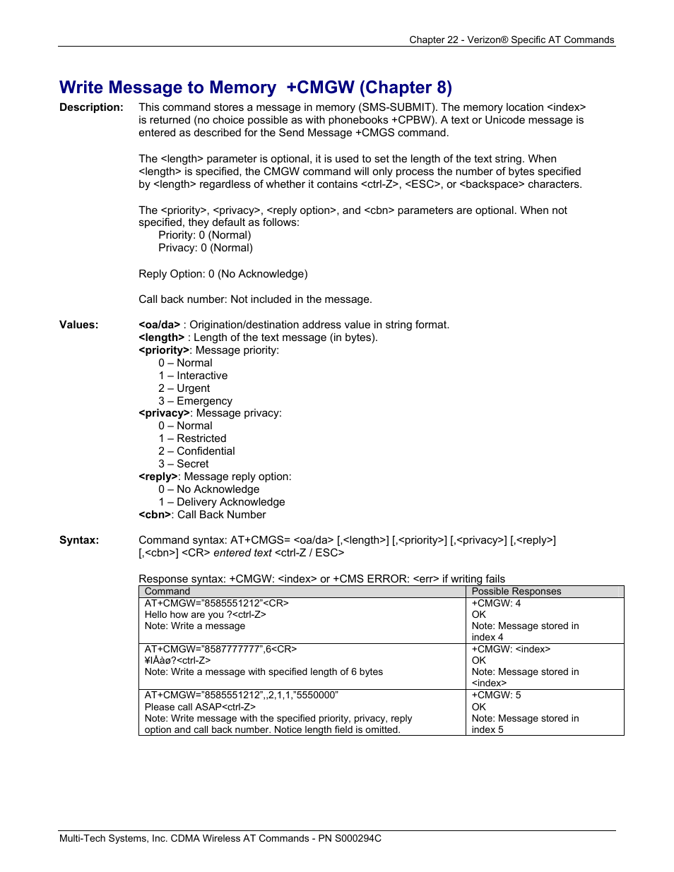 Multi-Tech Systems CDMA Wireless Modem User Manual | Page 182 / 195