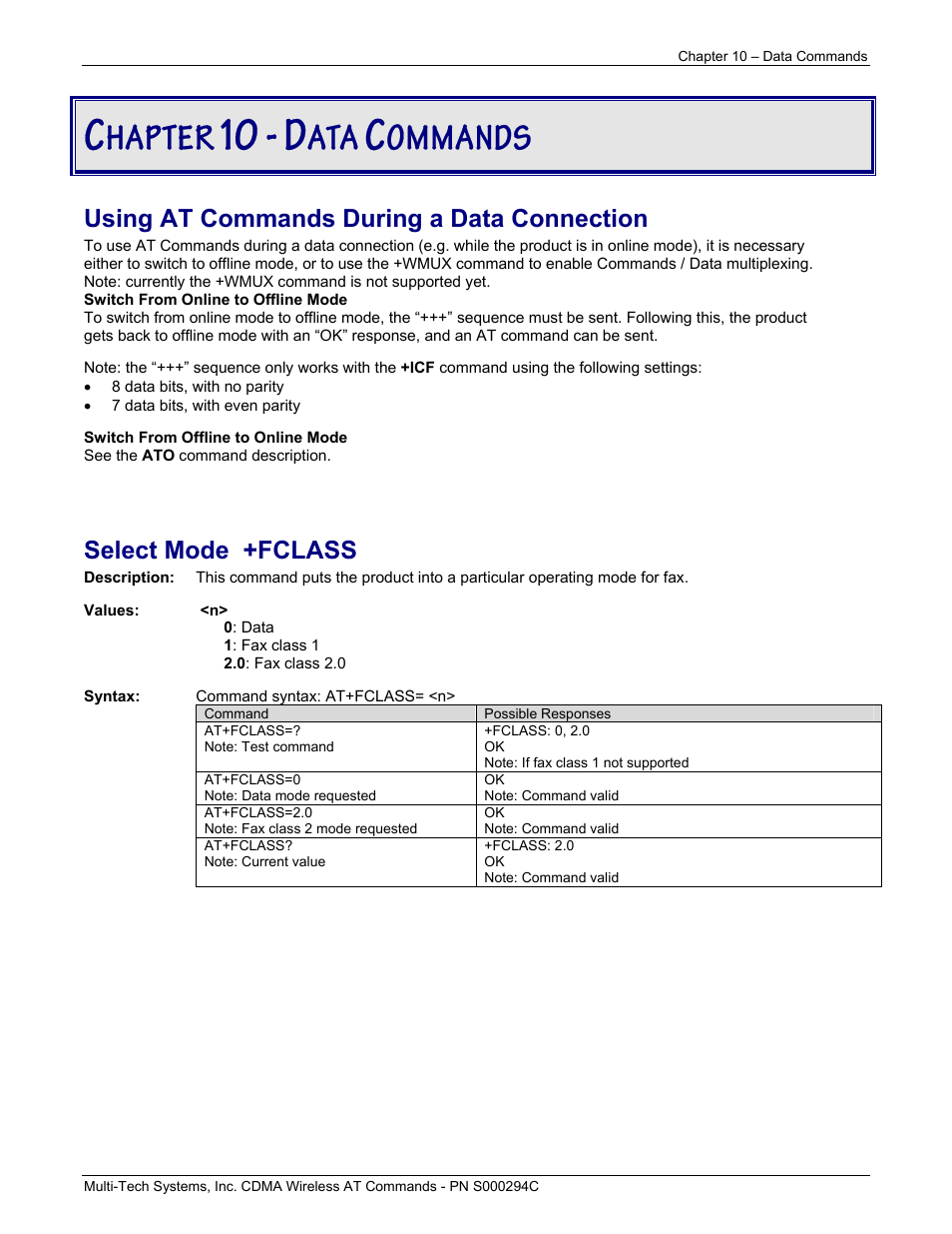 Hapter, Ommands | Multi-Tech Systems CDMA Wireless Modem User Manual | Page 72 / 195
