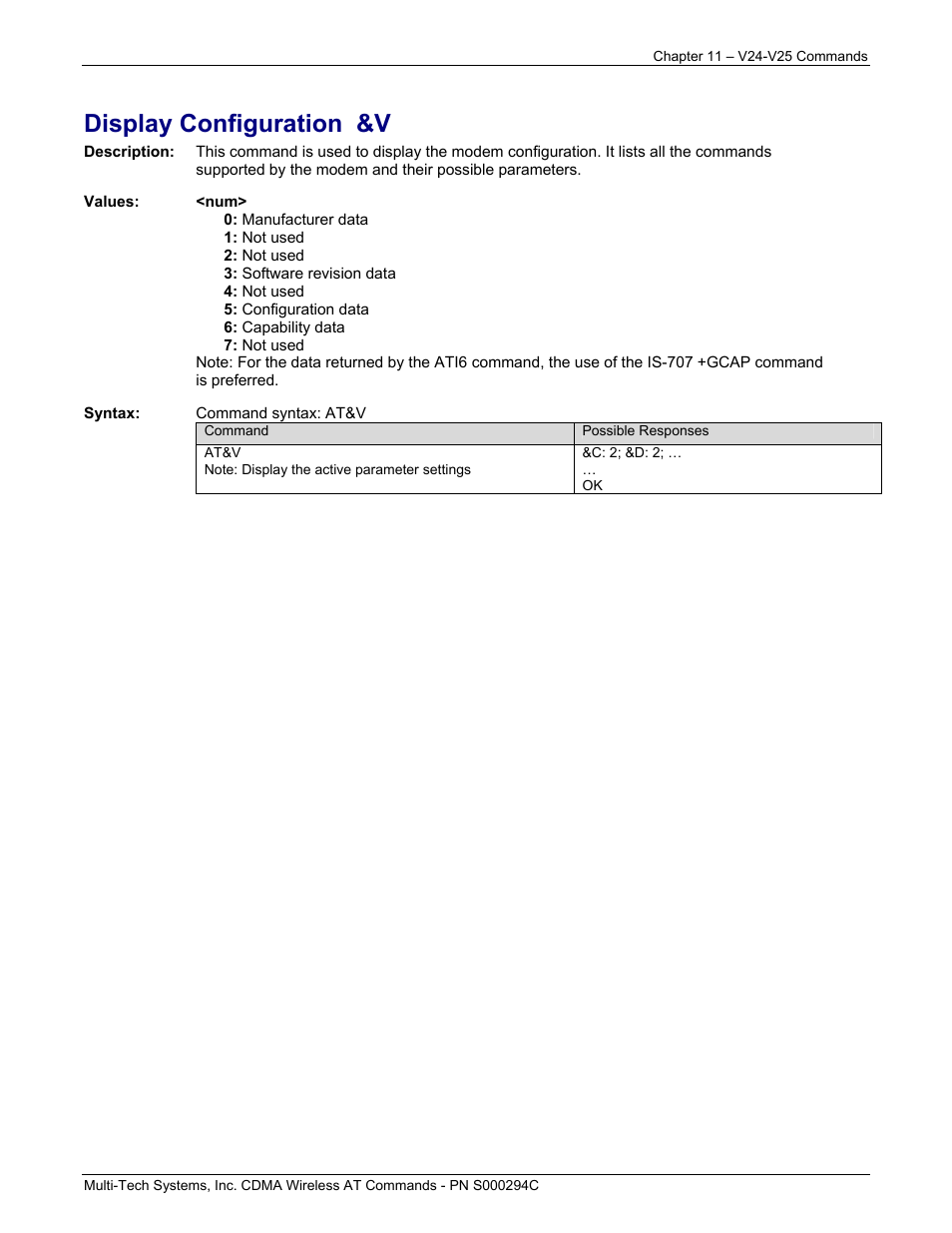 Display configuration &v | Multi-Tech Systems CDMA Wireless Modem User Manual | Page 80 / 195