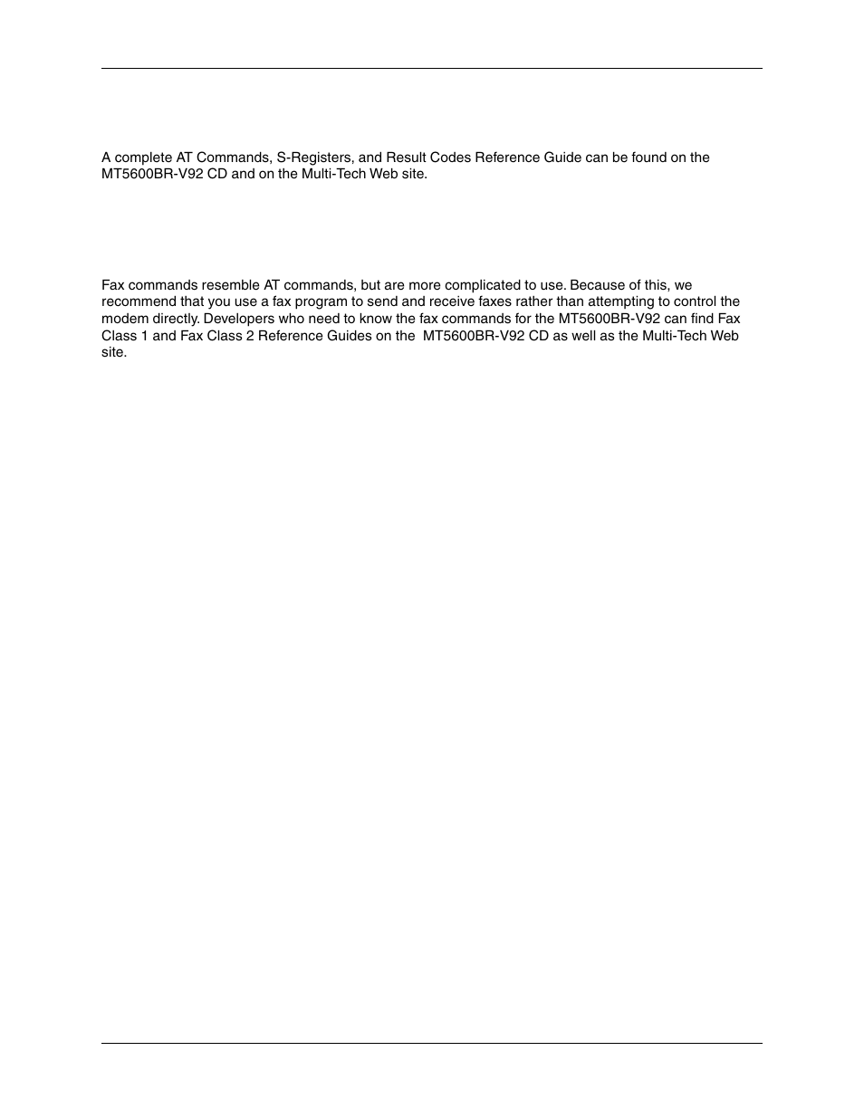 Chapter 4 - at commands, Fax commands | Multi-Tech Systems MT5600BR-V92 User Manual | Page 16 / 29