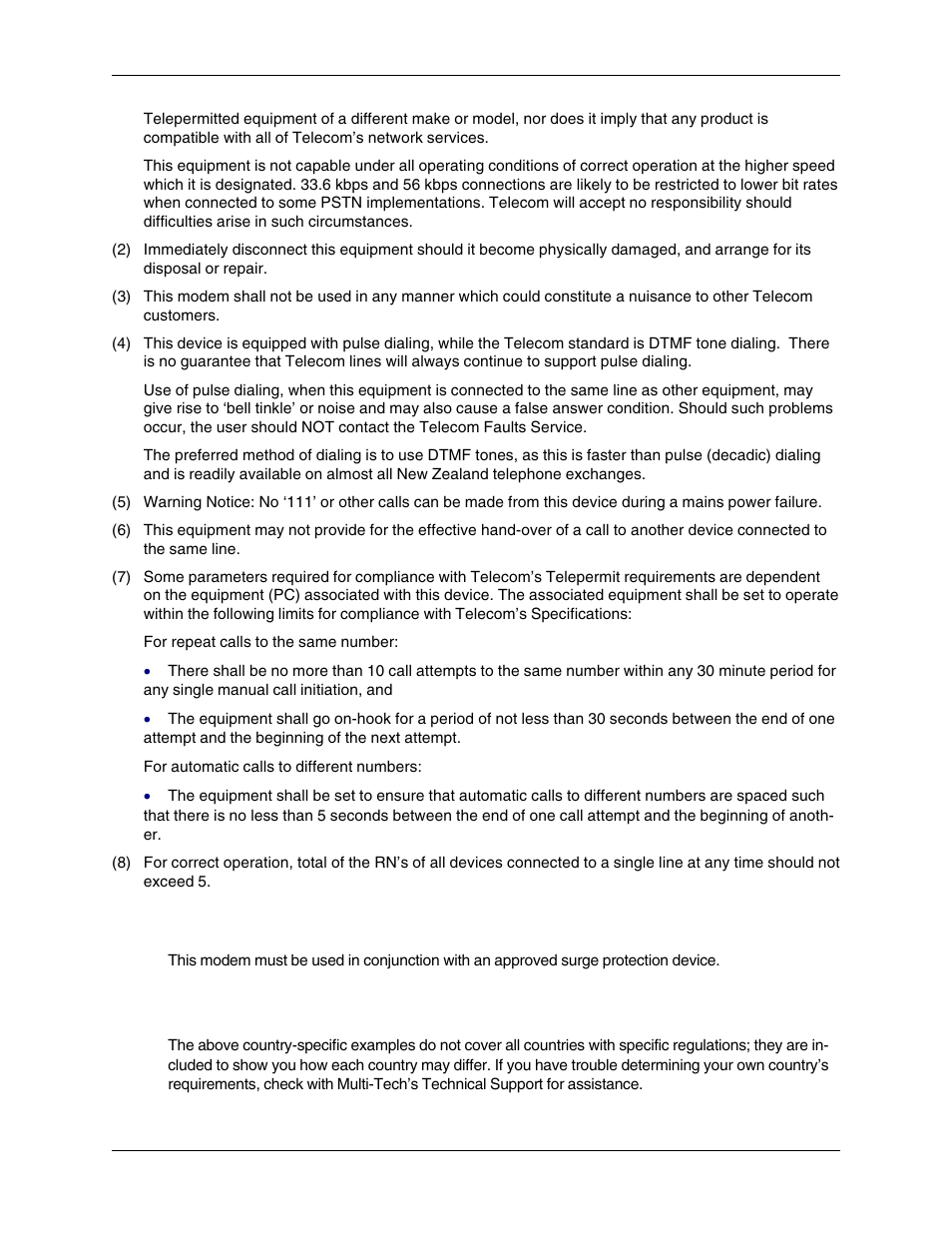 South african statement, Other | Multi-Tech Systems MT5600BR-V92 User Manual | Page 22 / 29