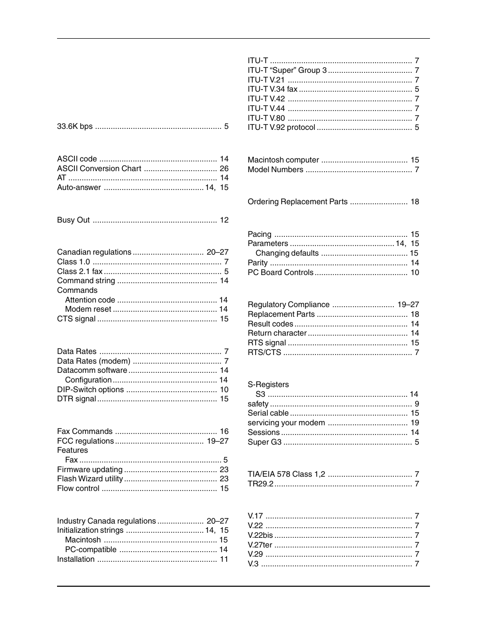 Index | Multi-Tech Systems MT5600BR-V92 User Manual | Page 28 / 29