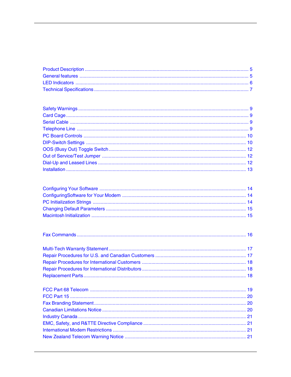 Multi-Tech Systems MT5600BR-V92 User Manual | Page 3 / 29