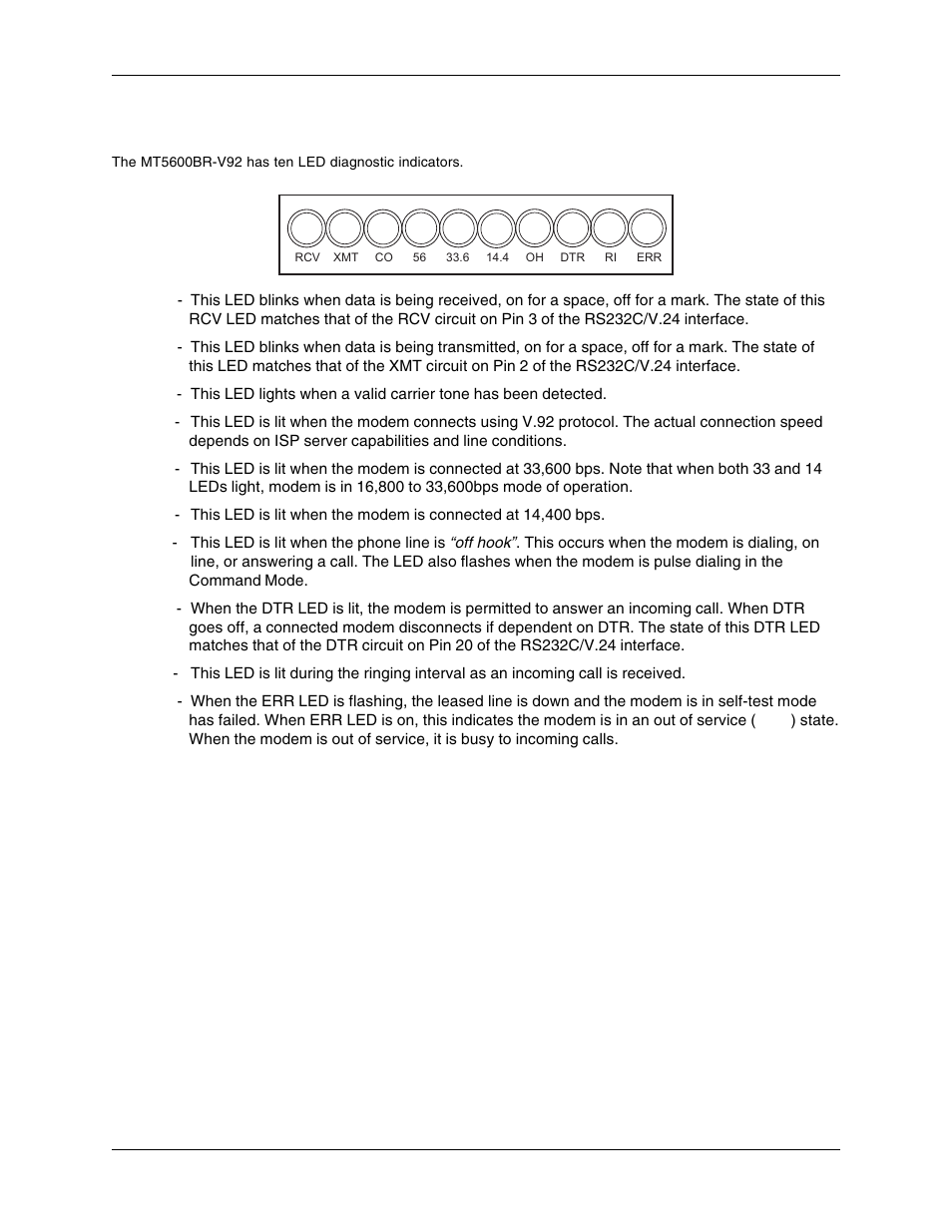 Led indicators, 1 introduction | Multi-Tech Systems MT5600BR-V92 User Manual | Page 6 / 29