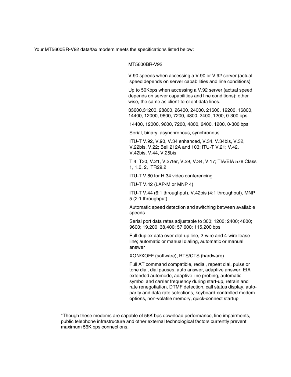 Technical specifications, 1 introduction | Multi-Tech Systems MT5600BR-V92 User Manual | Page 7 / 29
