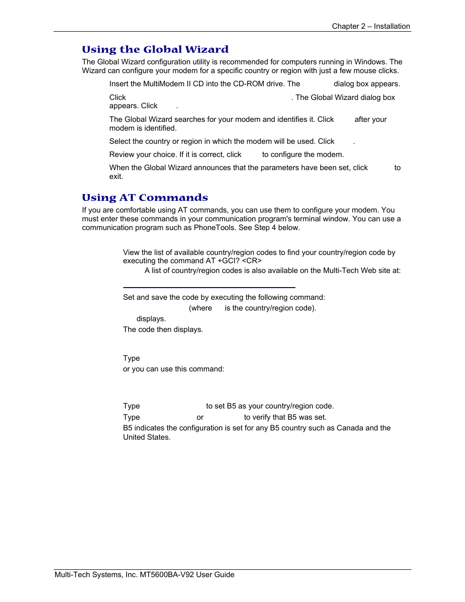 Using the global wizard, Using at commands | Multi-Tech Systems MT5600BA-V.92 User Manual | Page 11 / 57