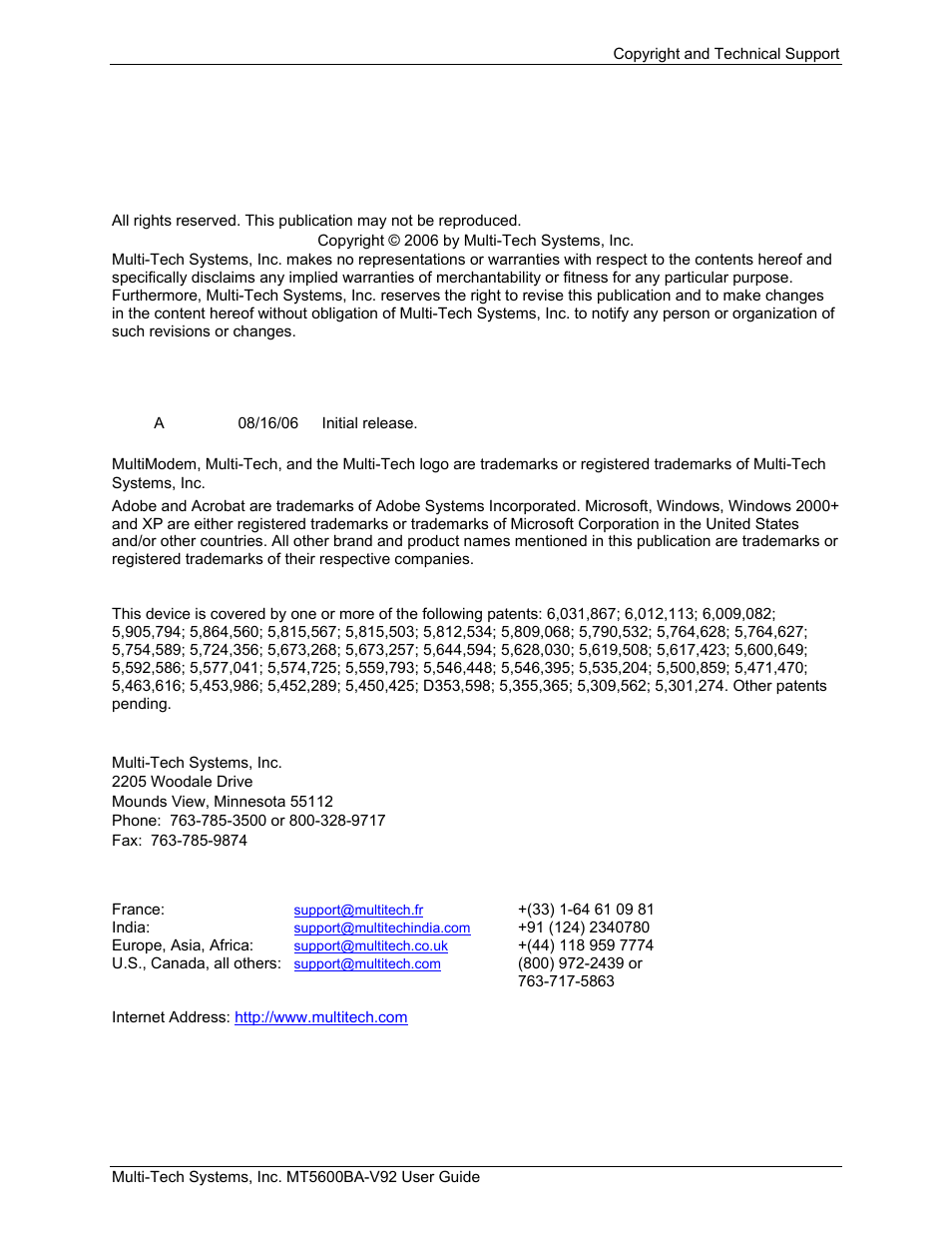 Multi-Tech Systems MT5600BA-V.92 User Manual | Page 2 / 57