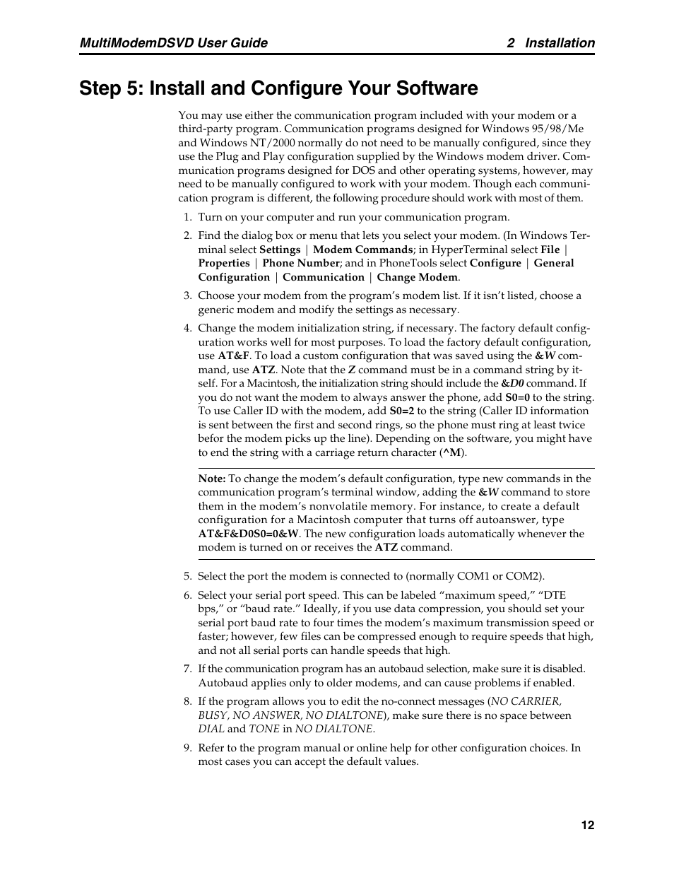 Step 5: install and configure your software | Multi-Tech Systems MT5600DSVD User Manual | Page 17 / 82