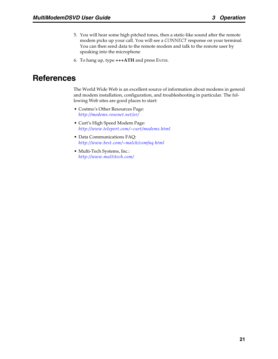 References | Multi-Tech Systems MT5600DSVD User Manual | Page 26 / 82