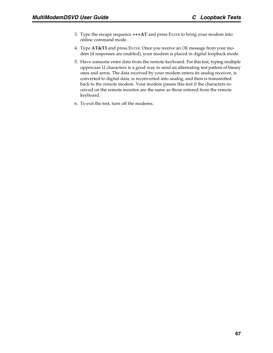 Multimodemdsvd user guide c loopback tests | Multi-Tech Systems MT5600DSVD User Manual | Page 72 / 82