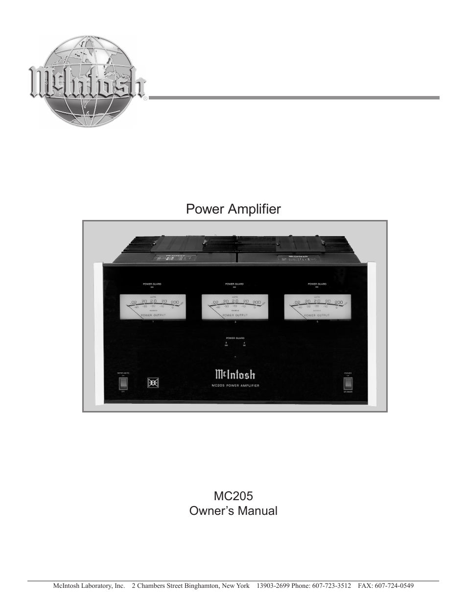 McIntosh MC205 User Manual | 20 pages