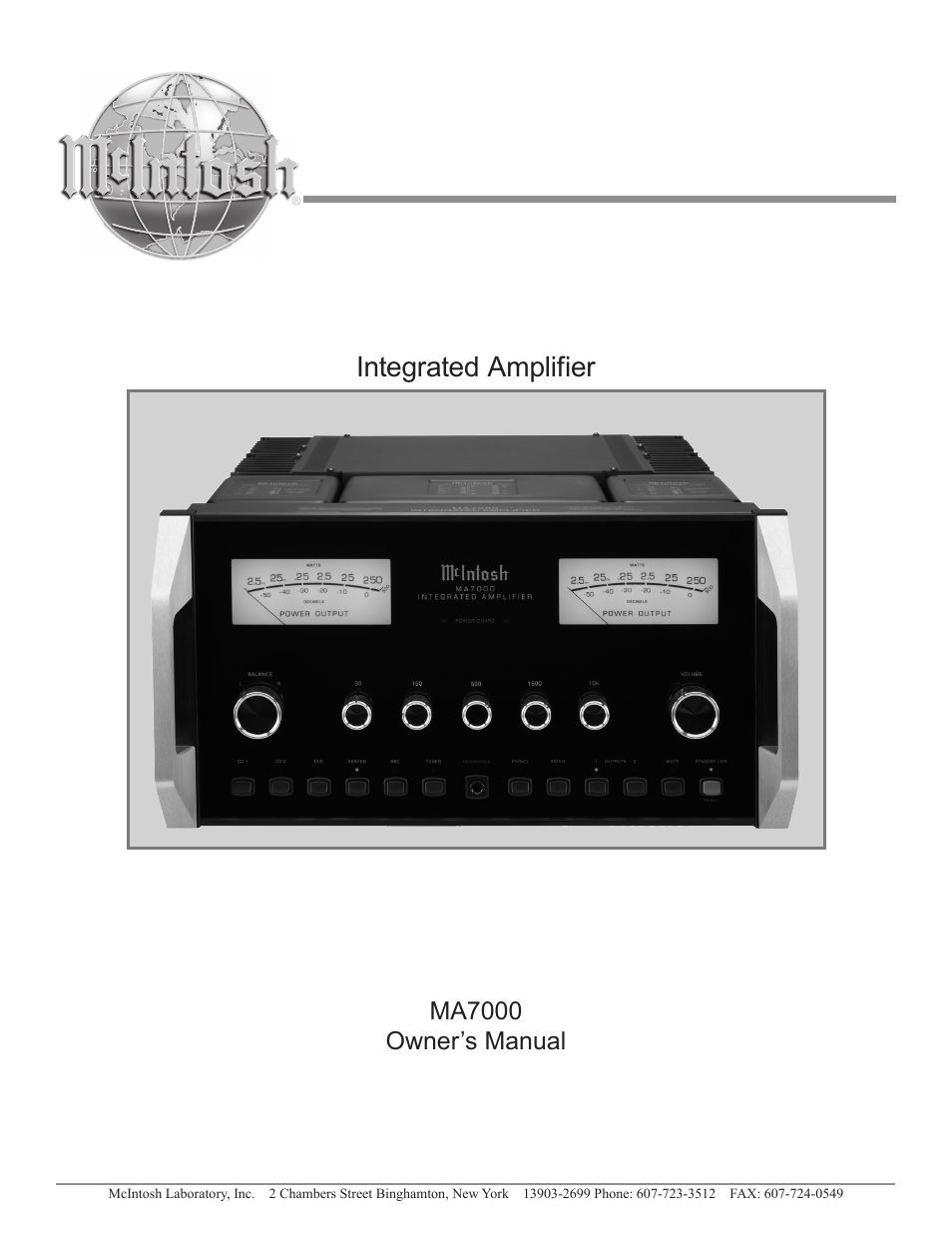 McIntosh MA7000 User Manual | 20 pages